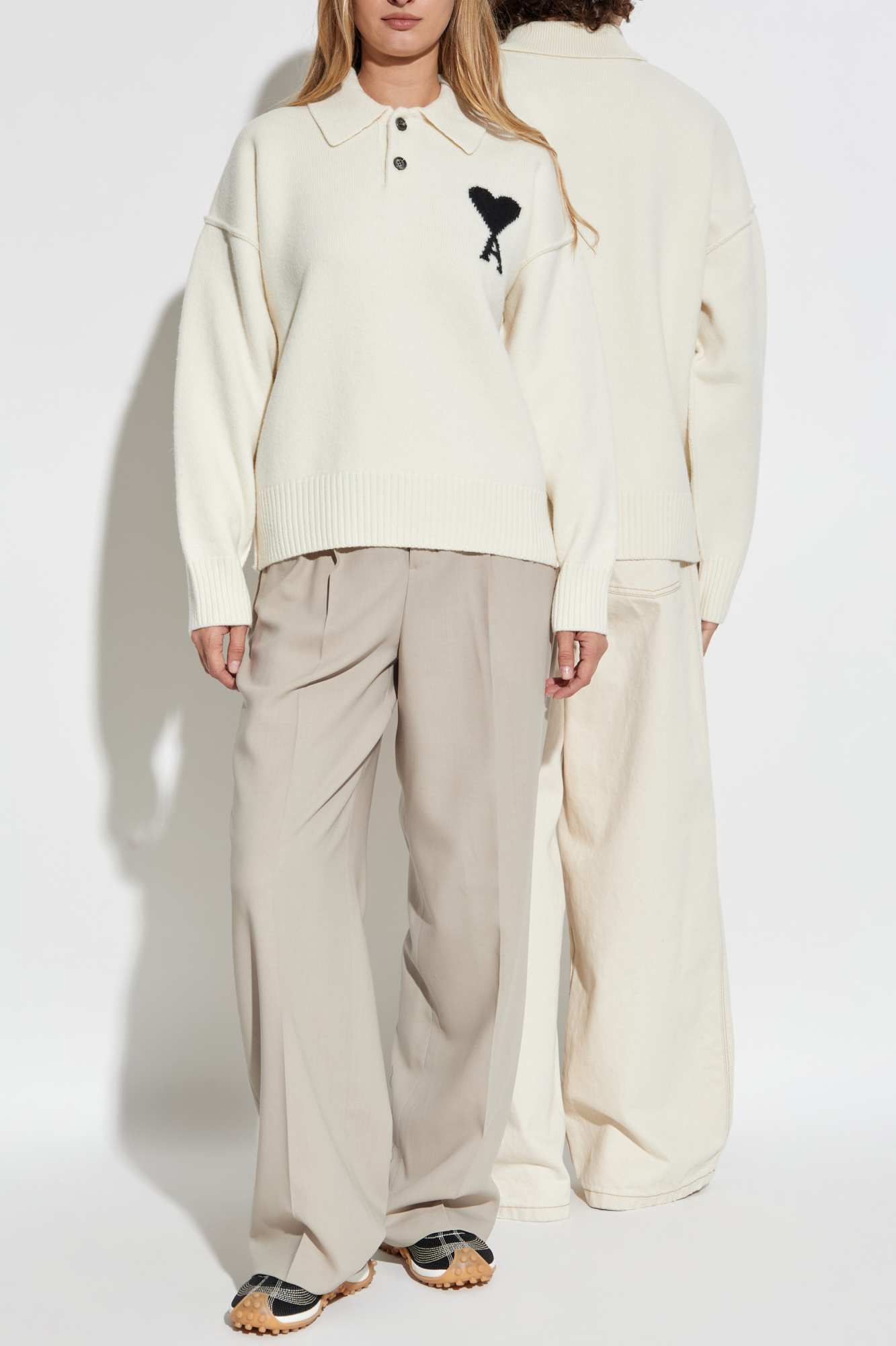 Cream Wool long-sleeve polo Ami Alexandre Mattiussi - Vitkac Canada
